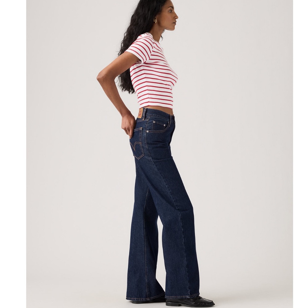 Levi's Women's Deep Blue Middy Loose Boot Bootcut Jeans Sz 27 Dark - Picture 3 of 13